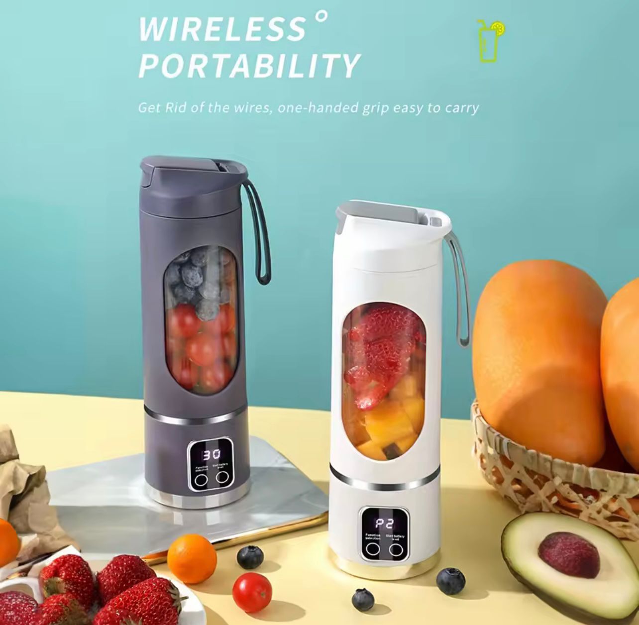 Portable Elektrischer Mini-Entsafter – 450ml | Kabellos | Frisch, Schnell, Praktisch