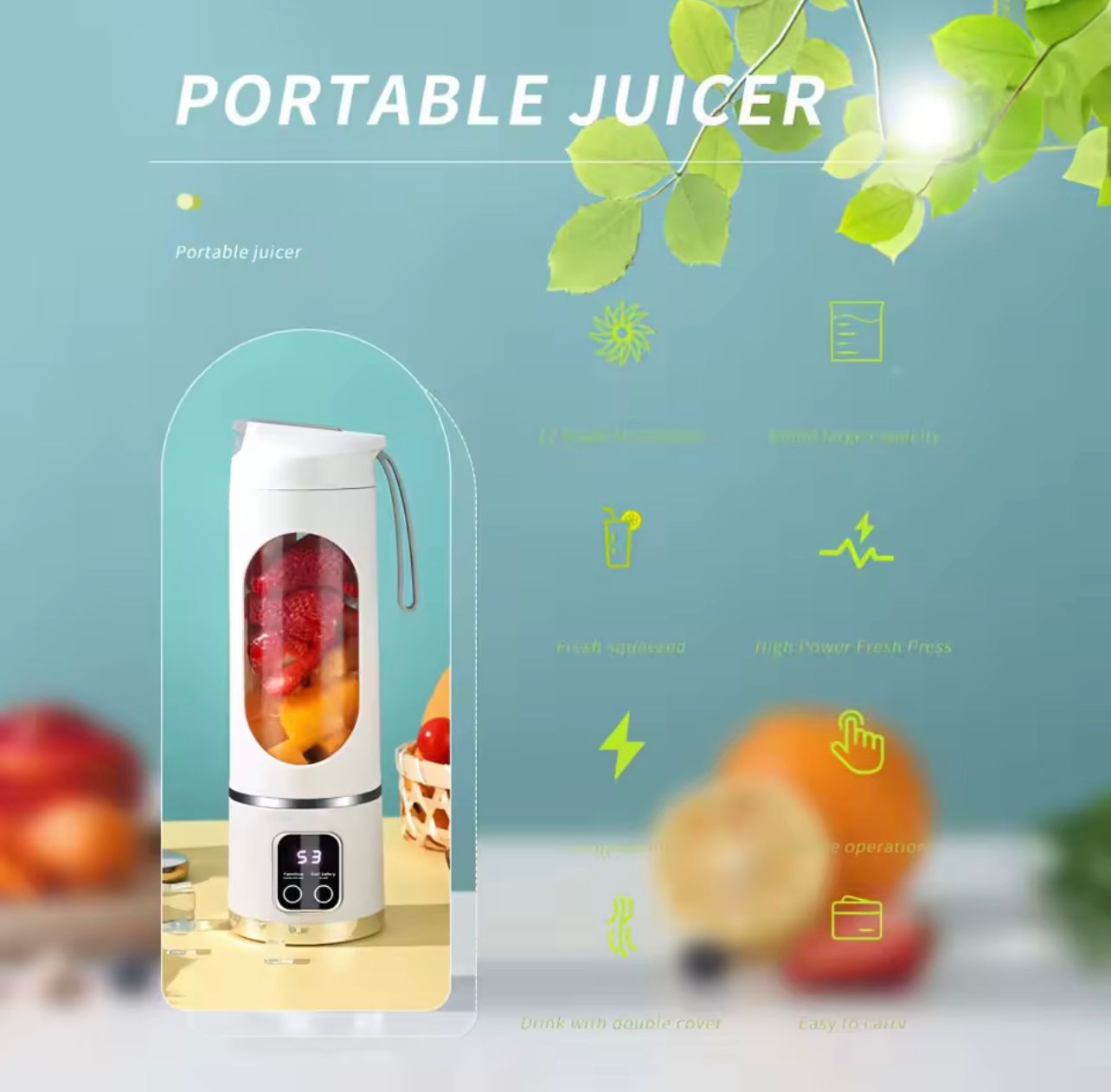 Portable Elektrischer Mini-Entsafter – 450ml | Kabellos | Frisch, Schnell, Praktisch