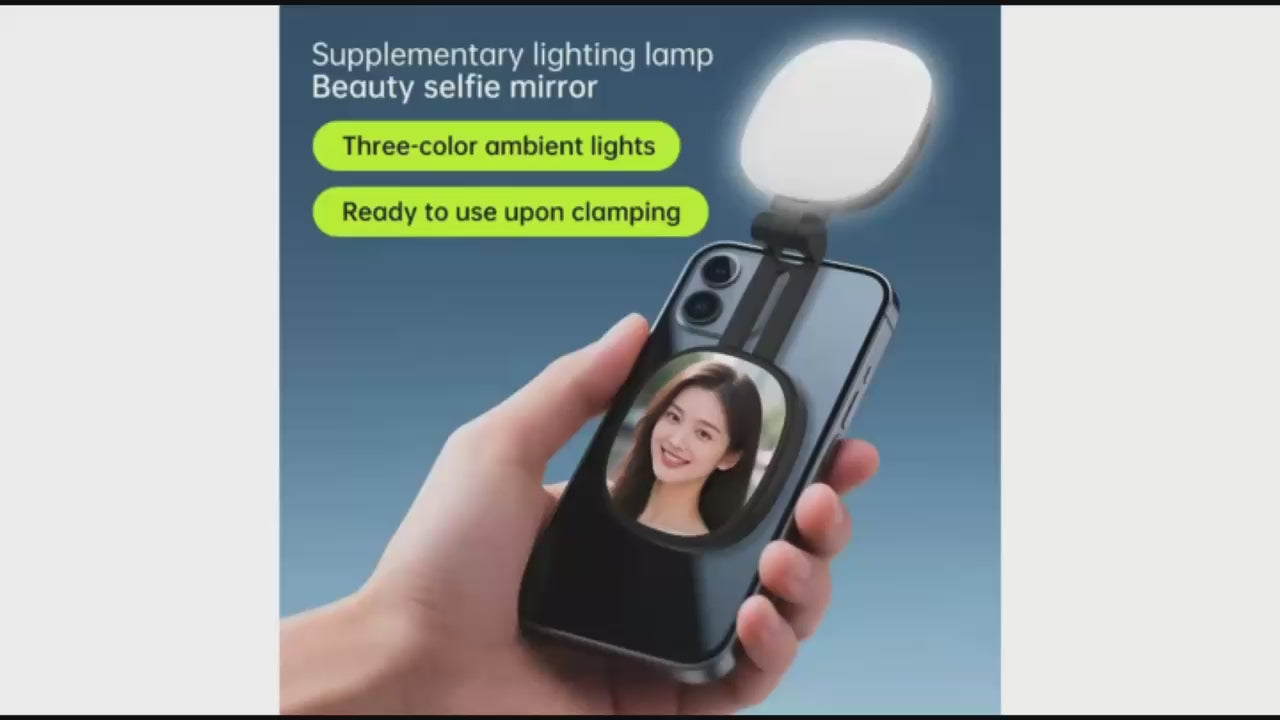 360° LED Selfie Licht mit Spiegel – Magnetisches Handy-Ringlicht für Make-up, Livestream &amp; Video